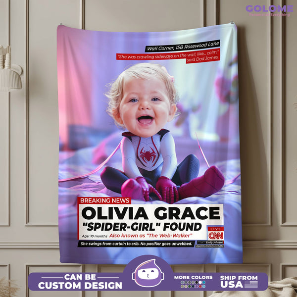 Personalized Spider-Girl Baby Blanket – Custom Superhero Name, Quote & Photo for Girls